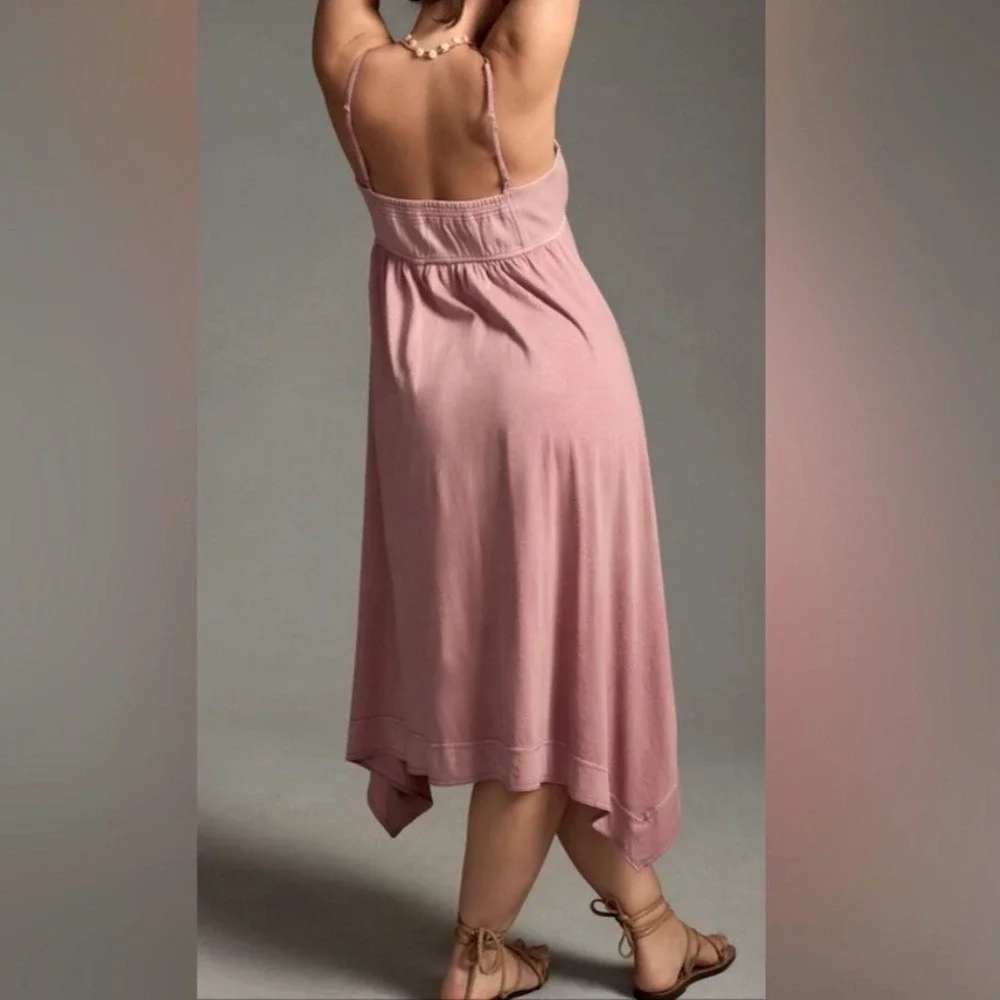 Anthropologie Daily Practice Asymmetrical A-Line Midi Dress Handkerchief Mauve L - Picture 2 of 12